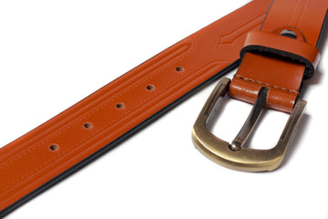 Men's Creased Dress Leather Belt Tan